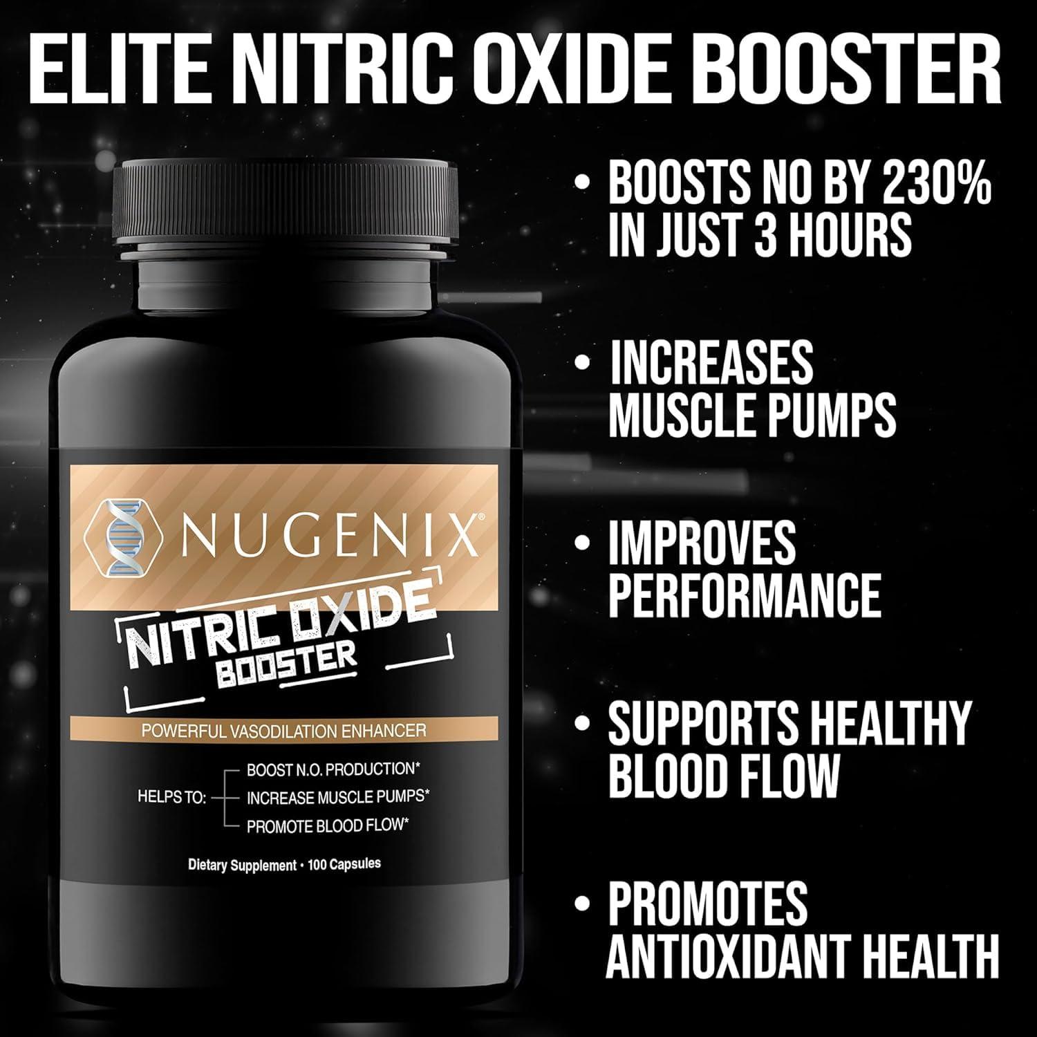 Nugenix Nugenix Nitric Oxide Booster Supplement - Nitric Oxide Flow, L-Arginine, L-Citrulline, Pine Bark Extract - Vasodilator - 100 Capsules