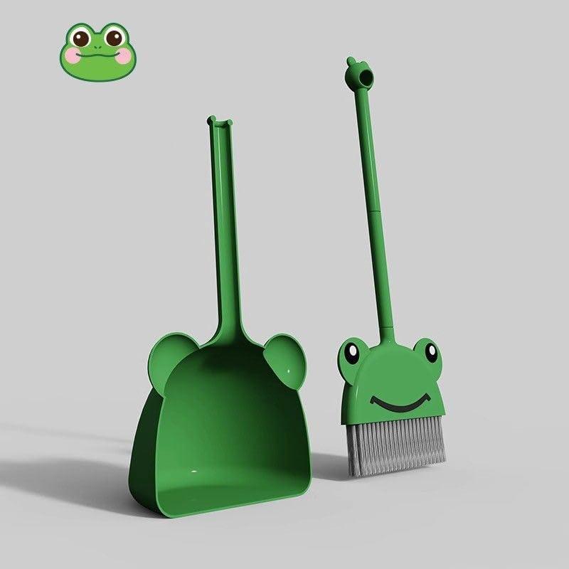 Children s Small Broom Dustpan Set Mini Cleaning Set Green Frog