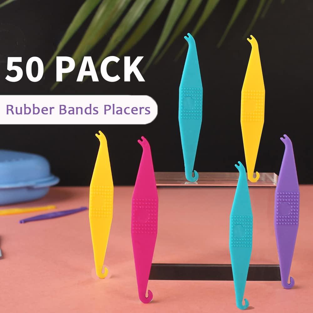 PISSION 50 Pack Braces Rubber Band Tool Dental Elastic Rubber Bands Placers for Braces Disposable Plastic Orthodontic Elastic Placers (50 Count)