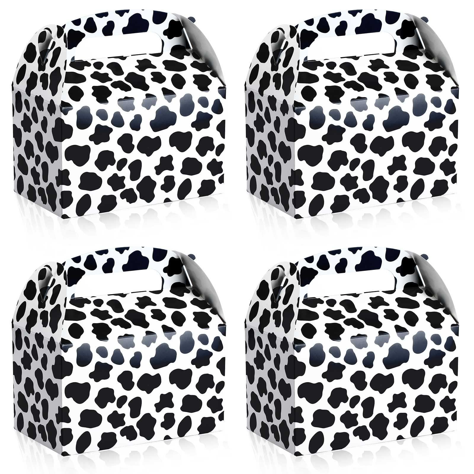 Epakh 24 Pack Cow Party Favor Treat Boxes Candy Treat Present Boxes Cow Print Gift Bags Farm Goodie Boxes for Birthday Wedding Party Supplies Decoration Baby Shower