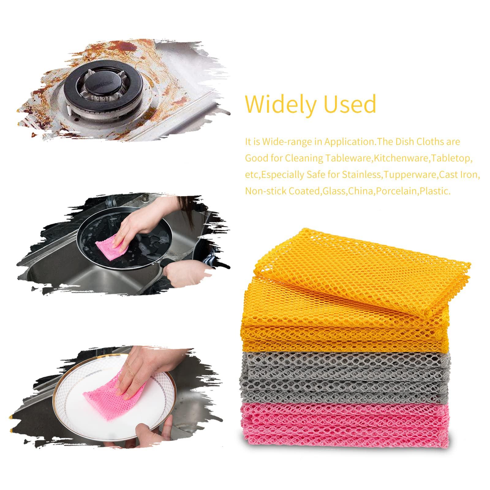 BAIKAFU BAIKAFU 6Pcs Dish Wash Net,Innovative Mesh Cloth,Ultra Non-Scratch Dish Rags for Washing Dishes,100% No Odor/Quick Dry,Perfect Scrubber,Dish Sponges for Washing Dishes Yellow/Pink/Gray