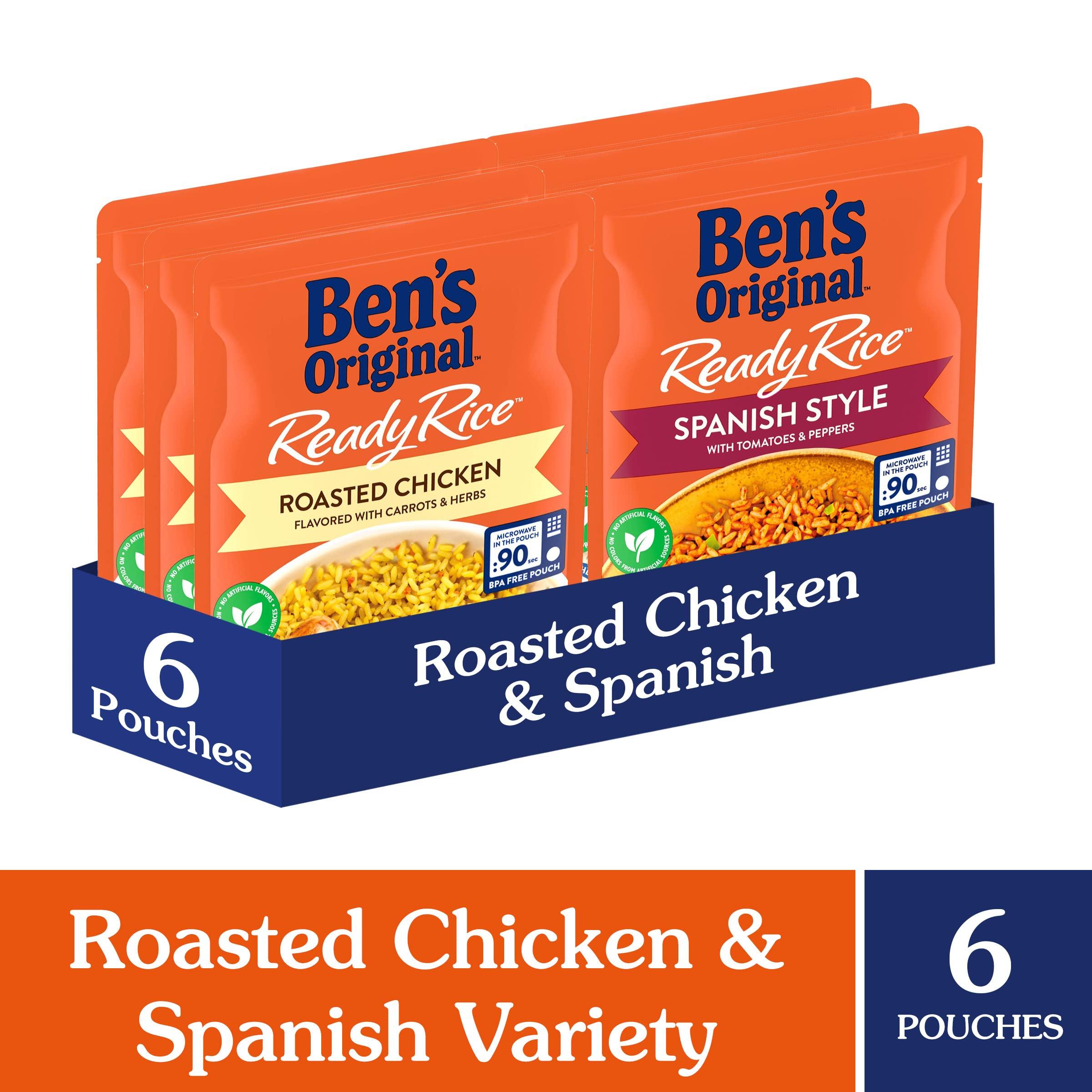 BEN'S ORIGINAL BEN'S ORIGINAL Ready Rice Roasted Chicken and Spanish Style Flavored Rice Variety Pack, Easy Dinner Sides, 8.8 OZ Pouch (Pack of 6)