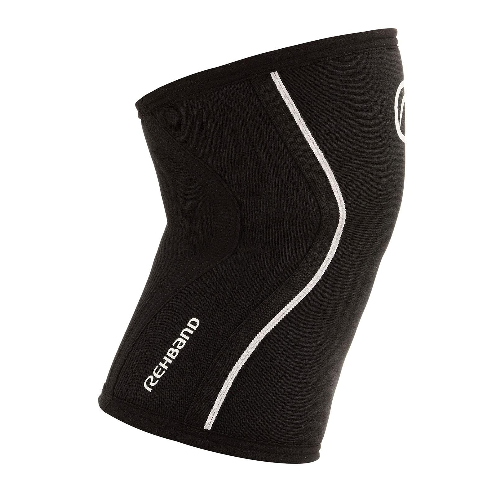 Rehband Rehband Kids Knee Sleeve made from 5mm Noprene, Knee Brace - Youth Girls & Boys Compression Knee Brace for Sports: Football, Hockey, Basketball or Running, Colour:Black - 1 Pair, Size:Large