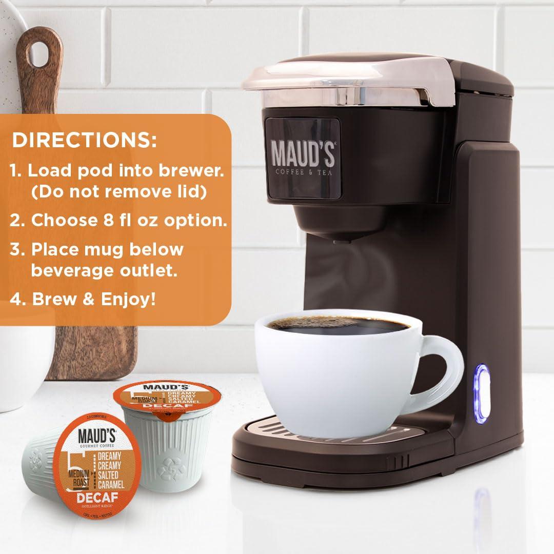 MAUD'S Maud\'s Salted Caramel Coffee Pods, 100 ct | Dreamy Creamy Caramel Flavor | 100% Arabica Medium Roast Coffee | Solar Energy Produced Recyclable Pods Compatible with Keurig K Cups Maker