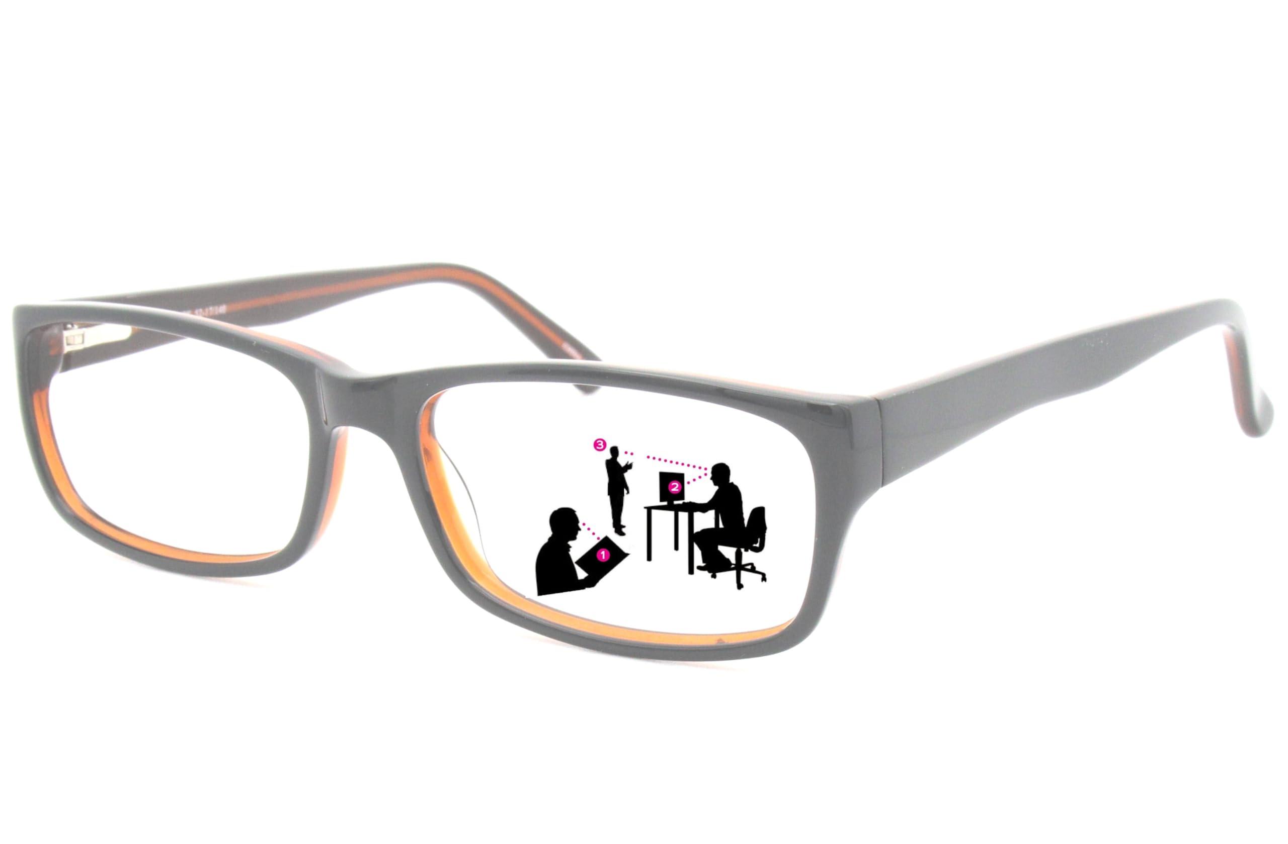 Sightline Sightline Multifocus Progressive Power Readers for Men and Women Glasses Medium Fit Black with Brown 3.00