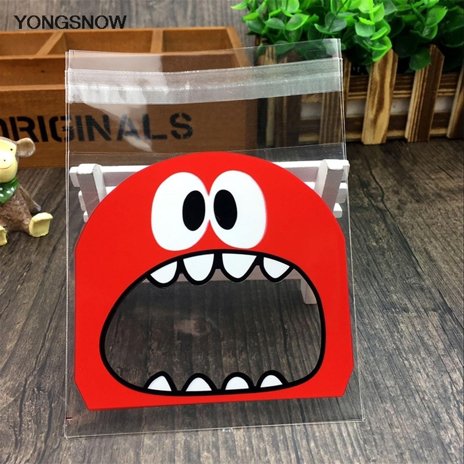 HMLTD Christmas Gifts Boxes Surprise Gift Box 50/100pcs Cute Monster Sharp Teeth Plastic Bags Xmas Gift Packaging Bags Wedding Candy Bag OPP Bags Birthday Easter Party Decor Gift Boxes for Presents, Shirt,
