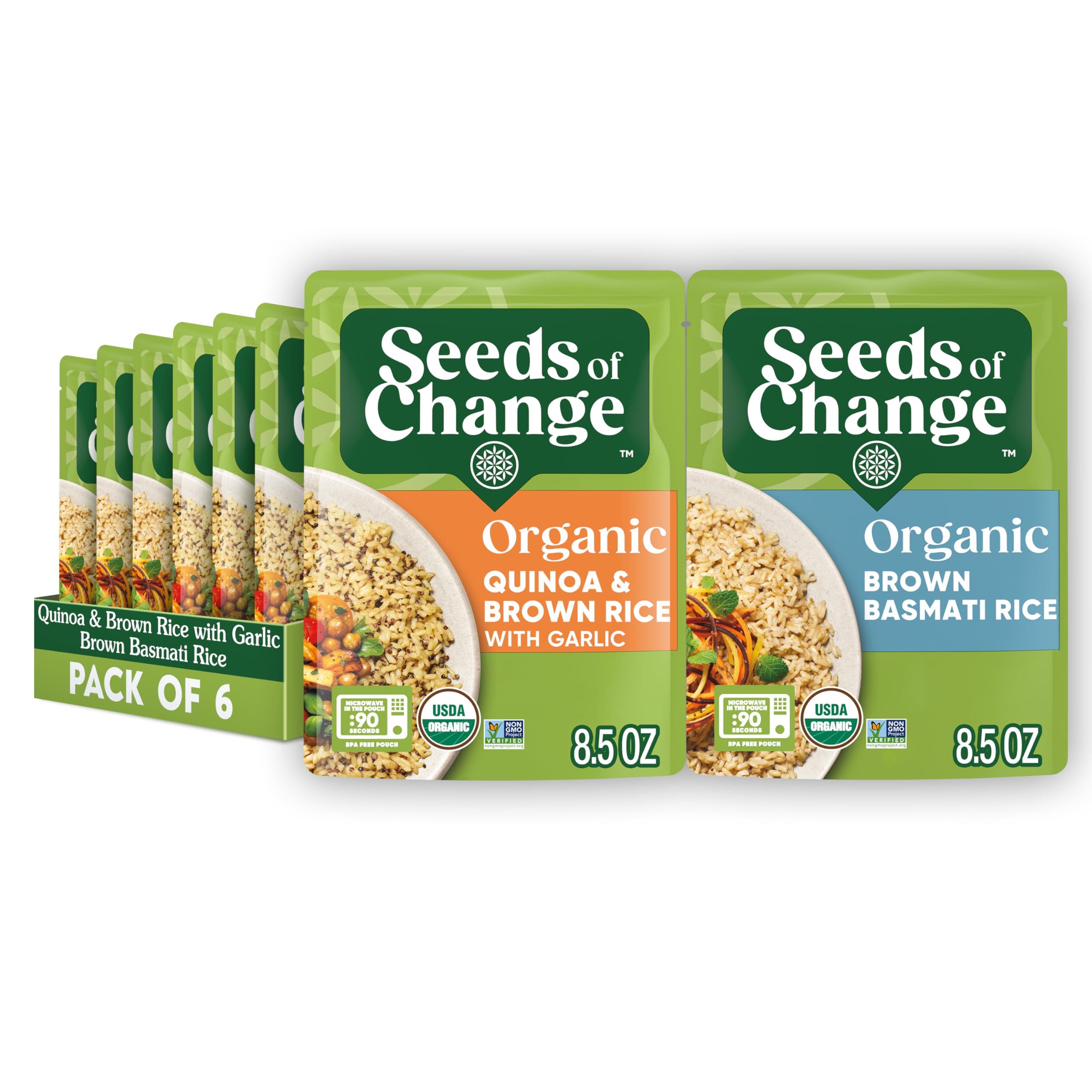 SEEDS OF CHANGE SEEDS OF CHANGE Organic Rice Variety Pack Quinoa and Brown Rice with Garlic & Whole Grain Brown Basmati Rice 8.5 oz. (Pack of 6)