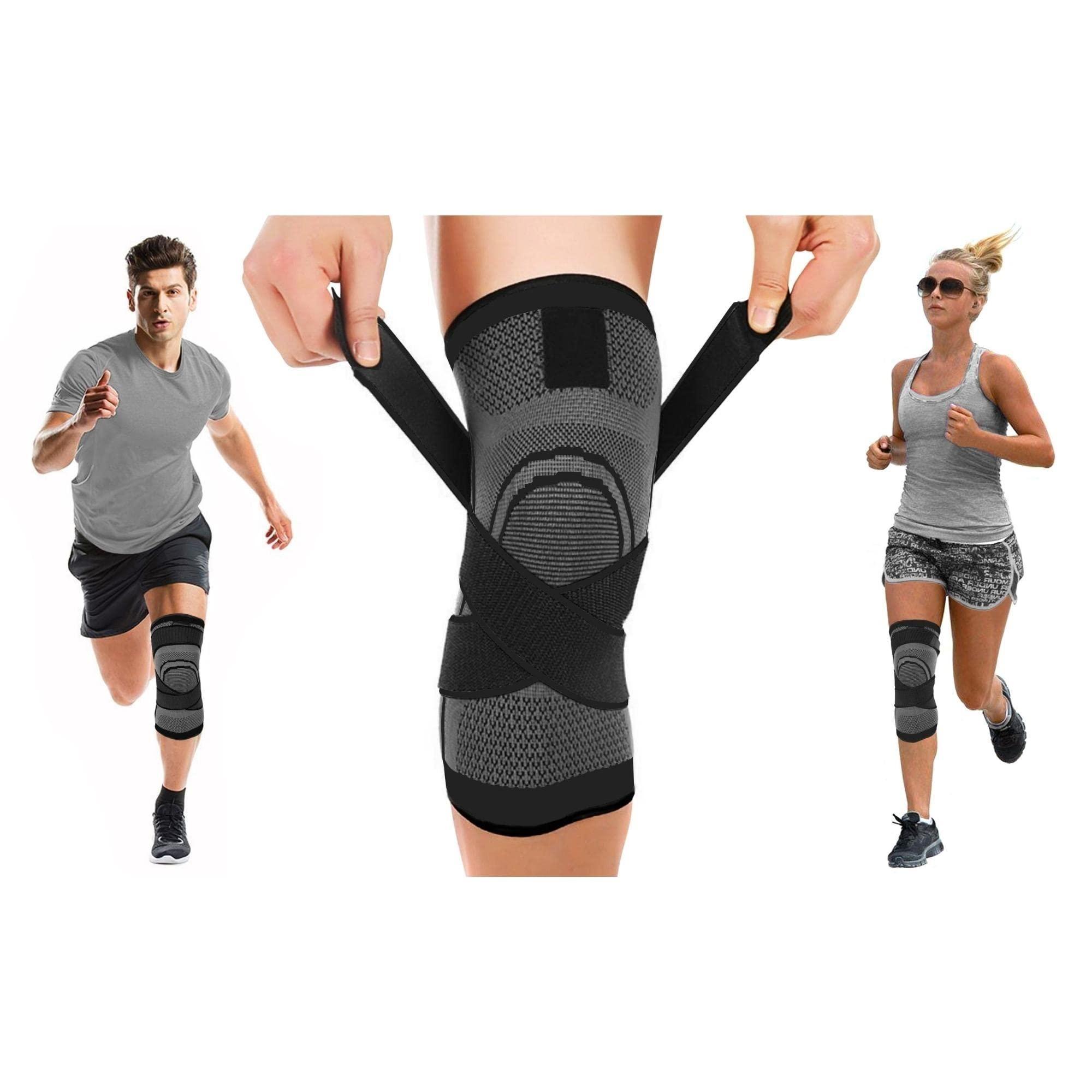 DCF DCF Compression Knee Sleeve with Adjustable Straps for Best Fit, Professional Knee Compression Sleeves Support for Knee Pain, Running, Work Out, Gym, Fitness, Weightlifting, 1-Pack
