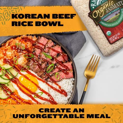 RiceSelect RiceSelect Jasmati Organic Rice, Long-Grain Organic Jasmine Rice, Premium Gluten-Free Rice, Non-GMO, 32-Ounce Jar