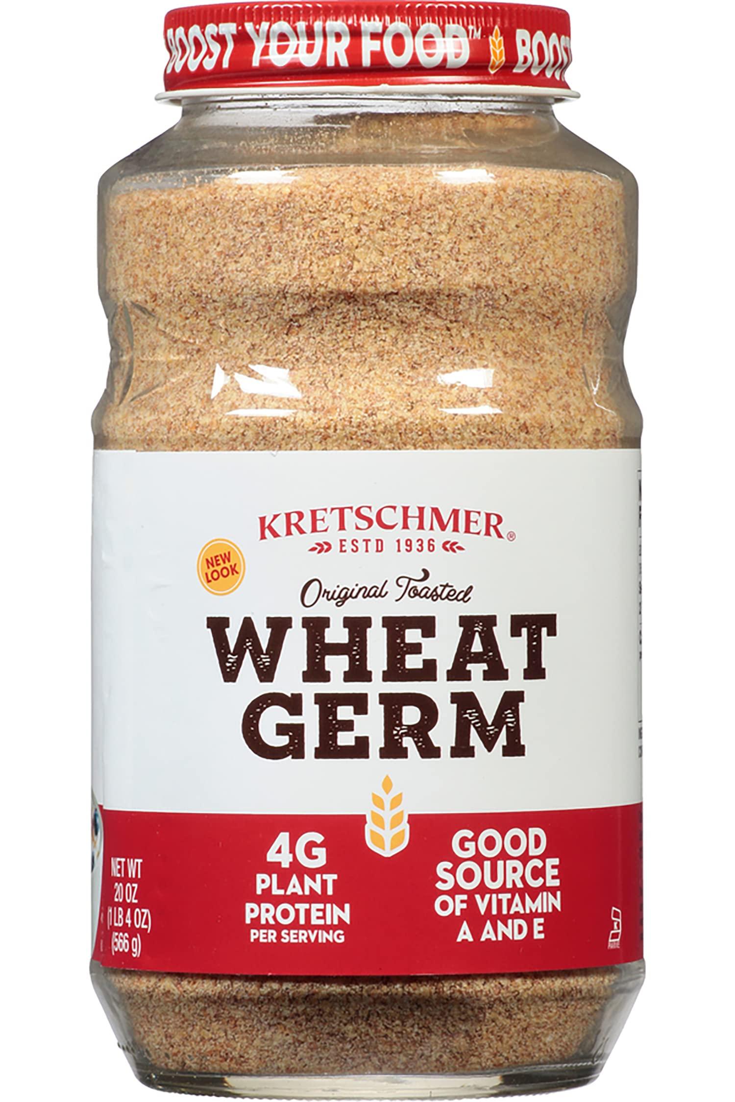 Kretschmer Kretschmer Original Toasted Wheat Germ Boost your Food with, 20 Ounce Glass Jar (Pack of 2)