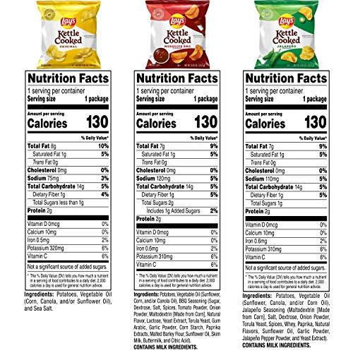 Lay's Lay's Kettle Cooked Potato Chips Variety Pack, 0.85 Ounce (Pack of 40)