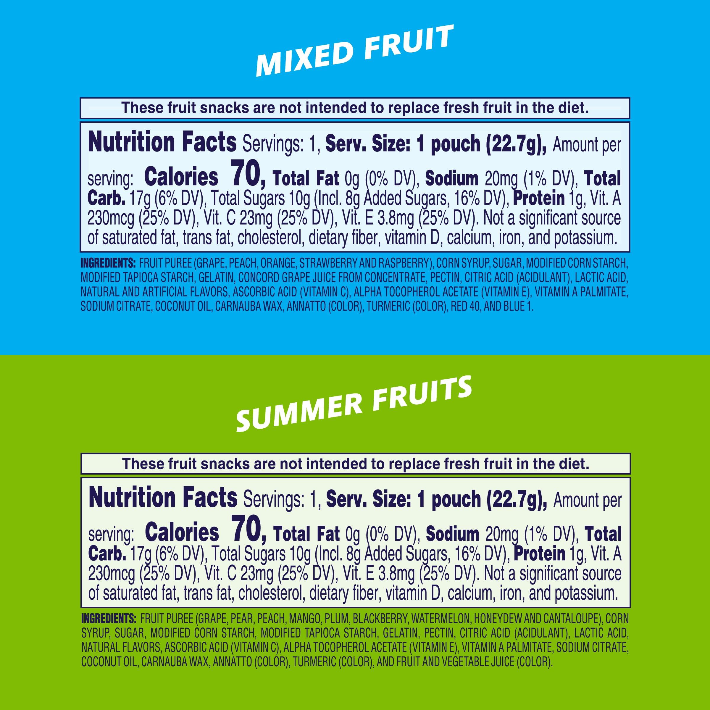 Welch’s Fruit Snacks Welch\'s Fruit Snacks, Mixed Fruit & Summer Fruits Variety Pack, Perfect for Valentine\'s Day, Bulk Pack, Gluten Free, Individual Single Serve Bags, 0.8 oz (Pack of 60)