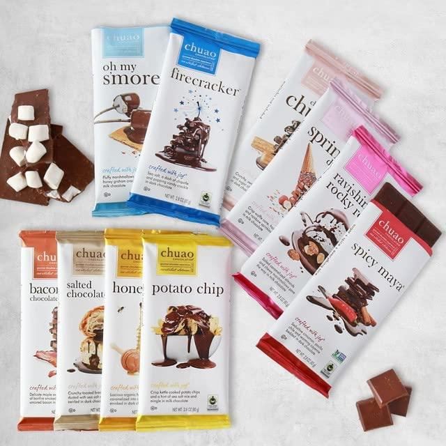 Chuao Chocolatier Chuao Chocolatier Gourmet Assorted Milk and Dark Chocolate Bar Gift Box | For Gift Baskets, Christmas, Valentines, Birthday, Care Package | 10 Ct
