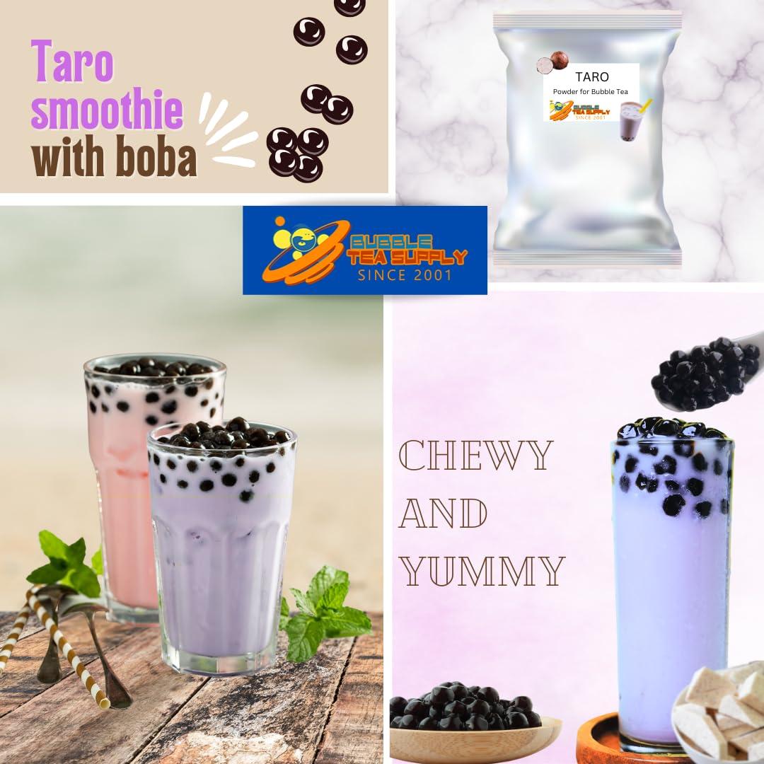 Bubble Tea Supply BUBBLE TEA SUPPLY 2.2# Boba Pearls, 45+ servings Taro powder, 1 bag fat straws - The BEST Tapioca Pearls Brown Sugar Boba Boba Balls Tapioca Boba Boba Bubbles Brown Sugar Boba Pearls Boba Pearl Boba Tea Balls to DIY Boba Drink Award Winning Boba Vari