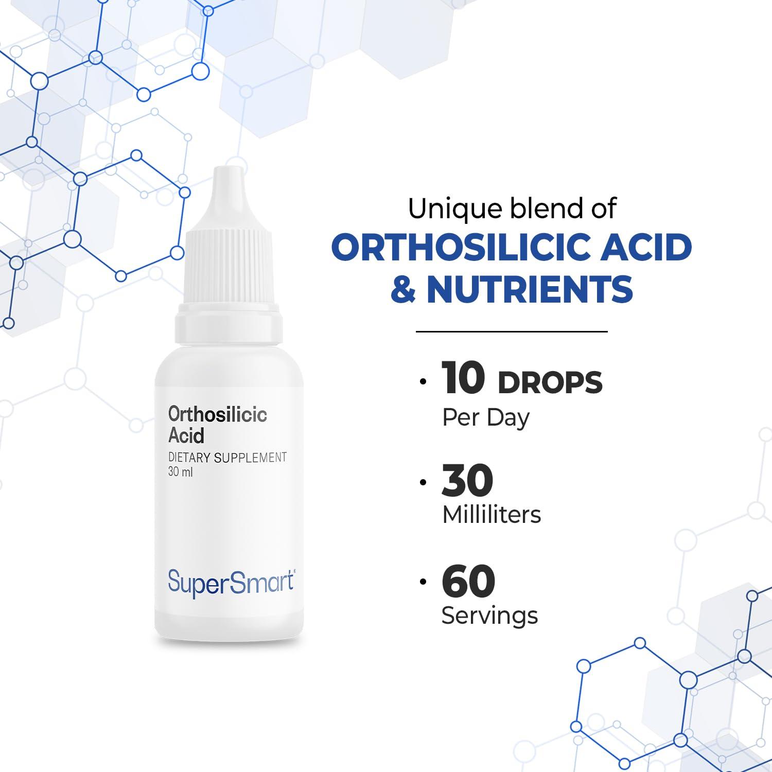 Supersmart Supersmart - Orthosilicic Acid (Advanced Formula) - Silicon Supplement - with MSM, Choline, Carnitine, Boron, Minerals | Non-GMO & Gluten Free - 30 ml