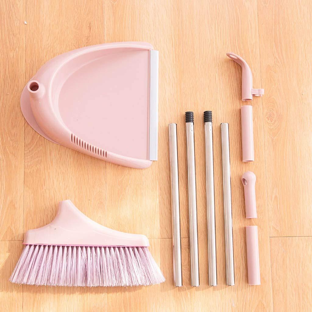 Brush with Bamboo brooms NLIAN- Long Handled Dustpan and Brush Set, 75 Bevel Stand Up Design Accommodates Any Hand Brush Best Dustpans for Home Lobby Shop Garage (Color : Pink)