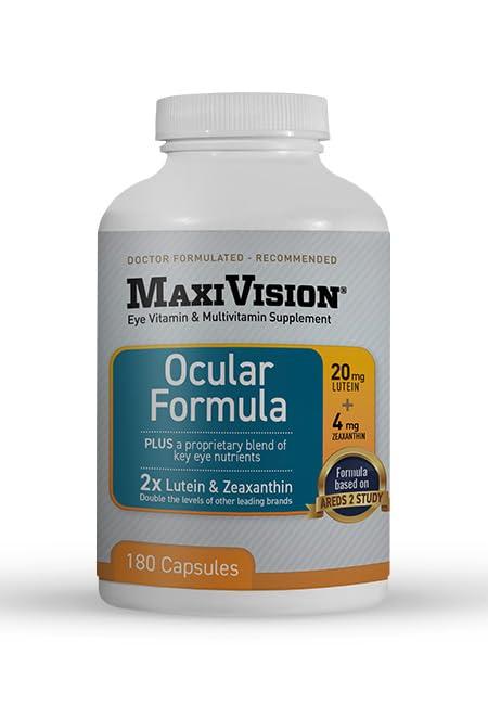 MaxiVision MaxiVision Ocular Formula - AREDS2 - Eye Vitamins & Multivitamin - Lutein and Zeaxanthin (180 Capsules, 1 Bottle)