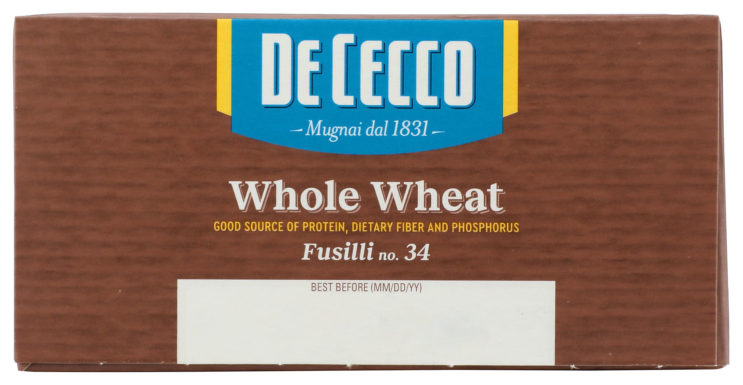 De Cecco De Cecco Pasta Fusilli Whole Wheat Pasta, 13.25 oz