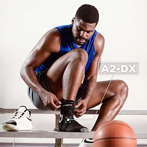 Zamst Zamst A2-DX Sports Ankle Brace with Protective Guards For High Ankle Sprains and Chronic Ankle Instability-for Basketball, Volleyball, Lacrosse, Football-Black, Right, XL