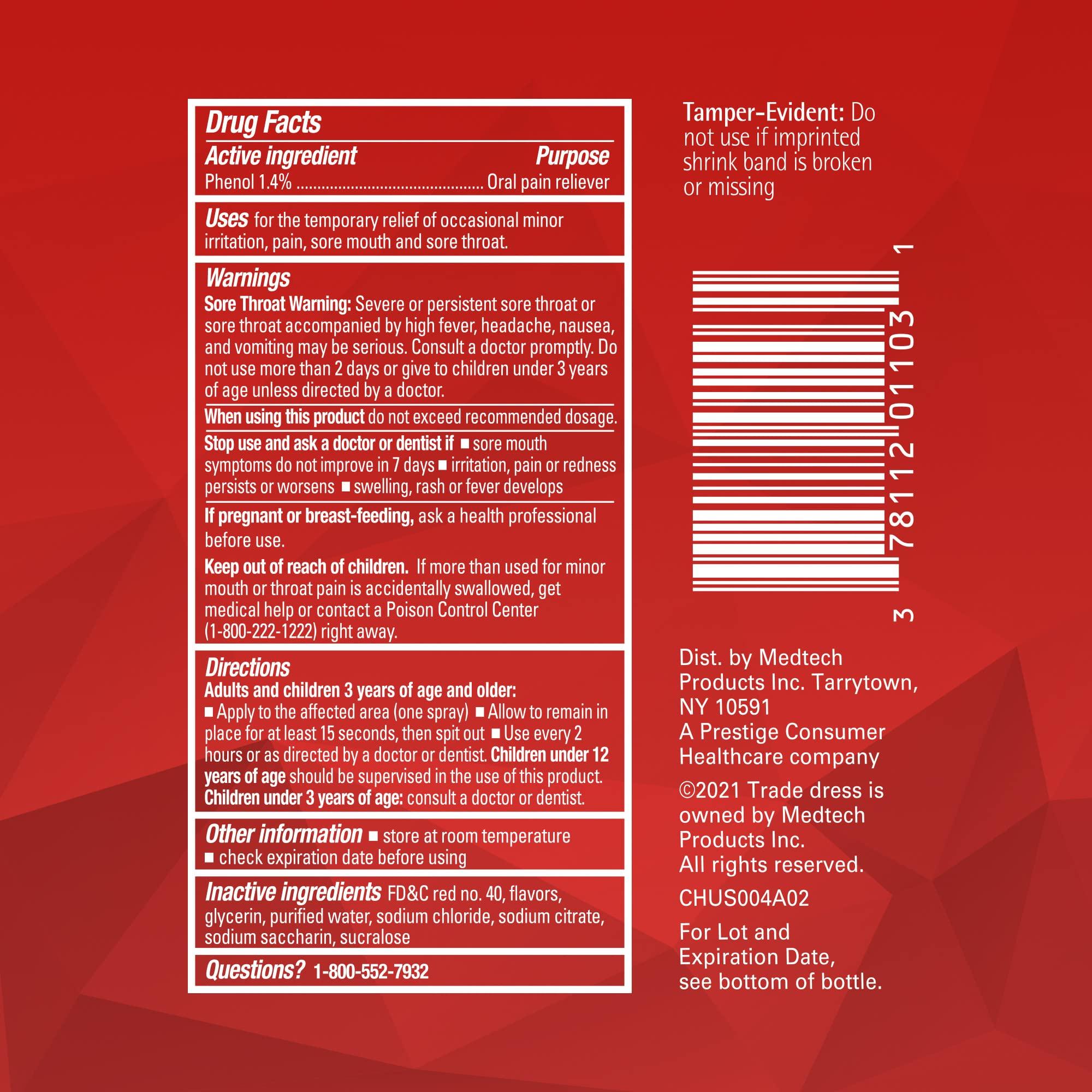 Chloraseptic Chloraseptic Sore Throat Spray, Cherry, 6 fl oz, 1 Bottle (Pack of 2)