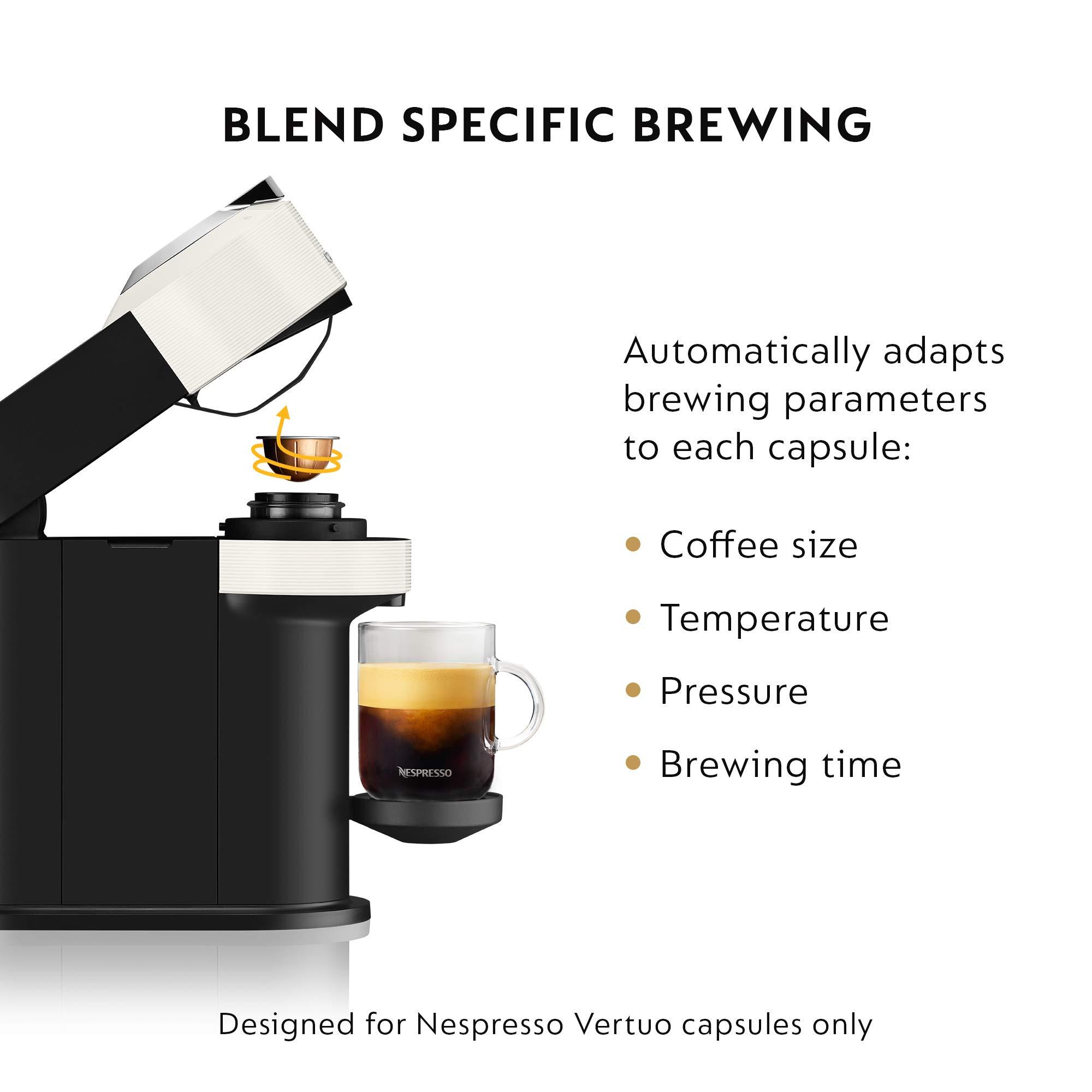 Nespresso Nespresso Vertuo Next Coffee and Espresso Machine by De\'Longhi, White, Compact, One Touch to Brew, Single-Serve Coffee Maker and Espresso Machine