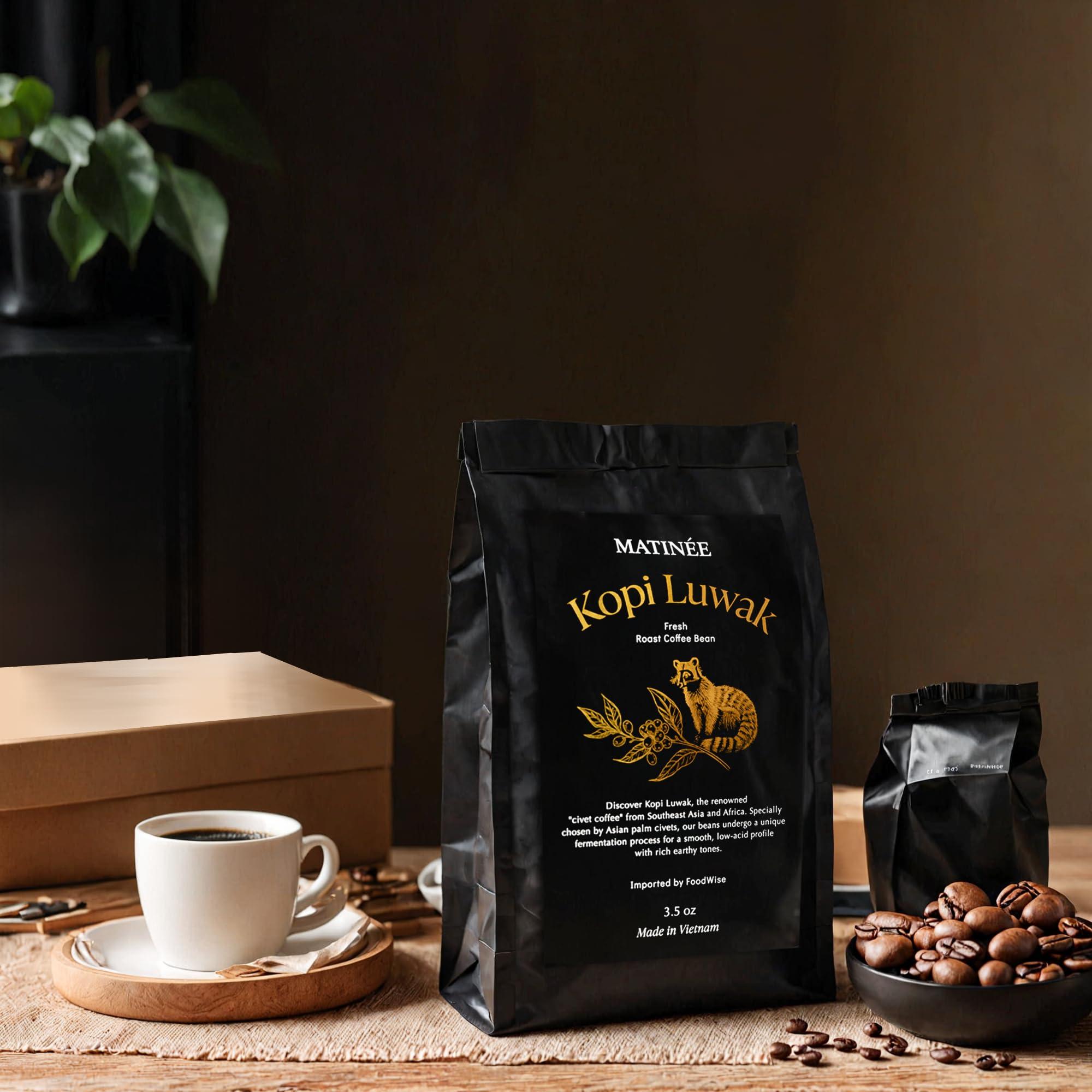 MATINE MATINE Wild Kopi Luwak Coffee Beans, Medium Roast, Whole Bean Coffee, Civet Coffee, Wild Kopi Luwak Coffee - Sustainably Sourced From Vietnam, 8.8oz / 250 Grams