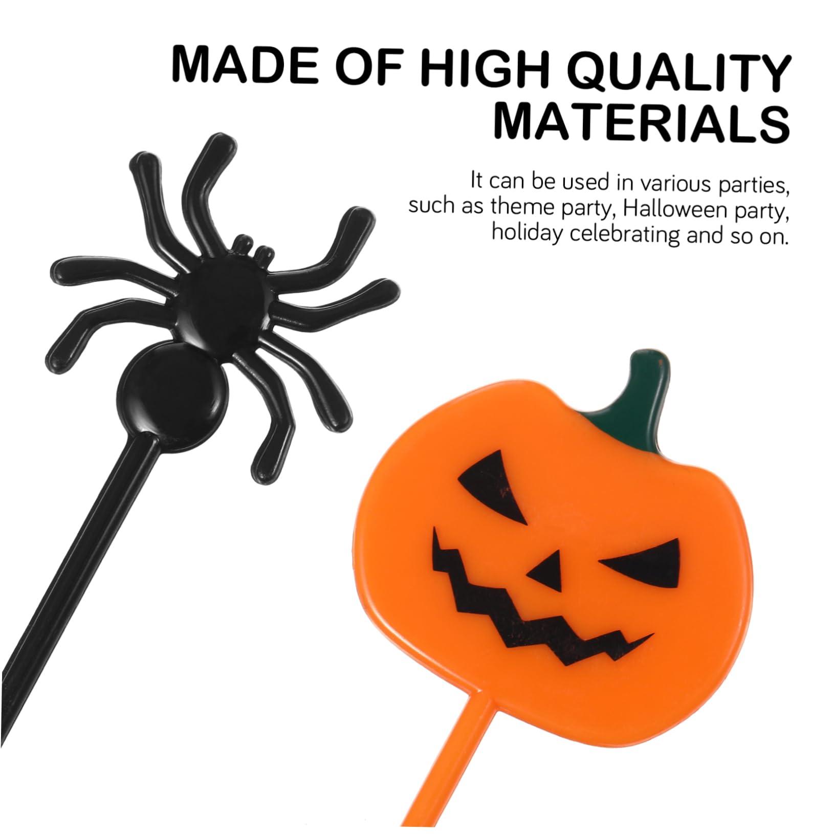 UPKOCH 54 Pcs Halloween Cake Fruit Pick Fruit Fork Cake Toppers Cupcake Flag Halloween Dessert Flag Halloween Cake Flag Cake Topper Decor Pumpkin Dessert Topper Creative Dessert Toppers
