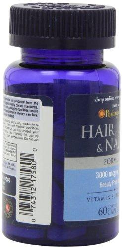 Puritan's Pride Puritan's Pride Hair Skin and Nails Biotin Formula Coated Caplets, 3000 Mcg, 60 Count