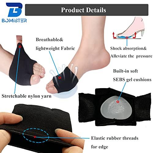 Bomister 3 Pairs of Metatarsal Pads for Women and Men, Ball of Foot Cushions for Pain Relief of Bunions&Morton\'s Neuroma,Metatarsal Sleeve/Socks with Built-in Soft Gel Pad (X-Large,Black)