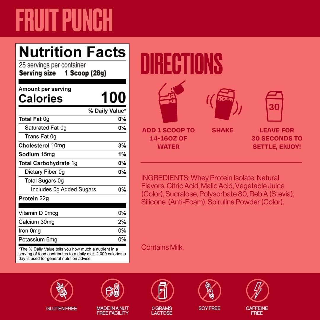 SEEQ SEEQ Clear Whey Isolate Protein Powder, Fruit Punch, 25 Servings, 22g Protein Per Serving, Sugar-Free, Keto-Friendly, Soy-Free Clear Protein Powder, Juice-Like Protein