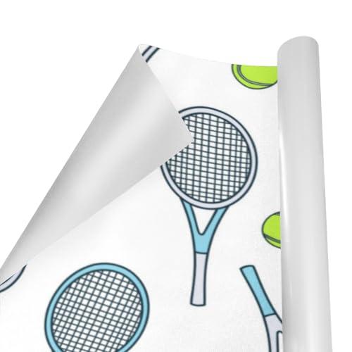 OTVEE OTVEE 2 Rolls Birthday Wrapping Paper Roll - Tennis Rackets and Balls Icons Design Gift Wrap Perfect for Weddings, Brides, Holidays, Baby Showers - 58 x 22.8 inches