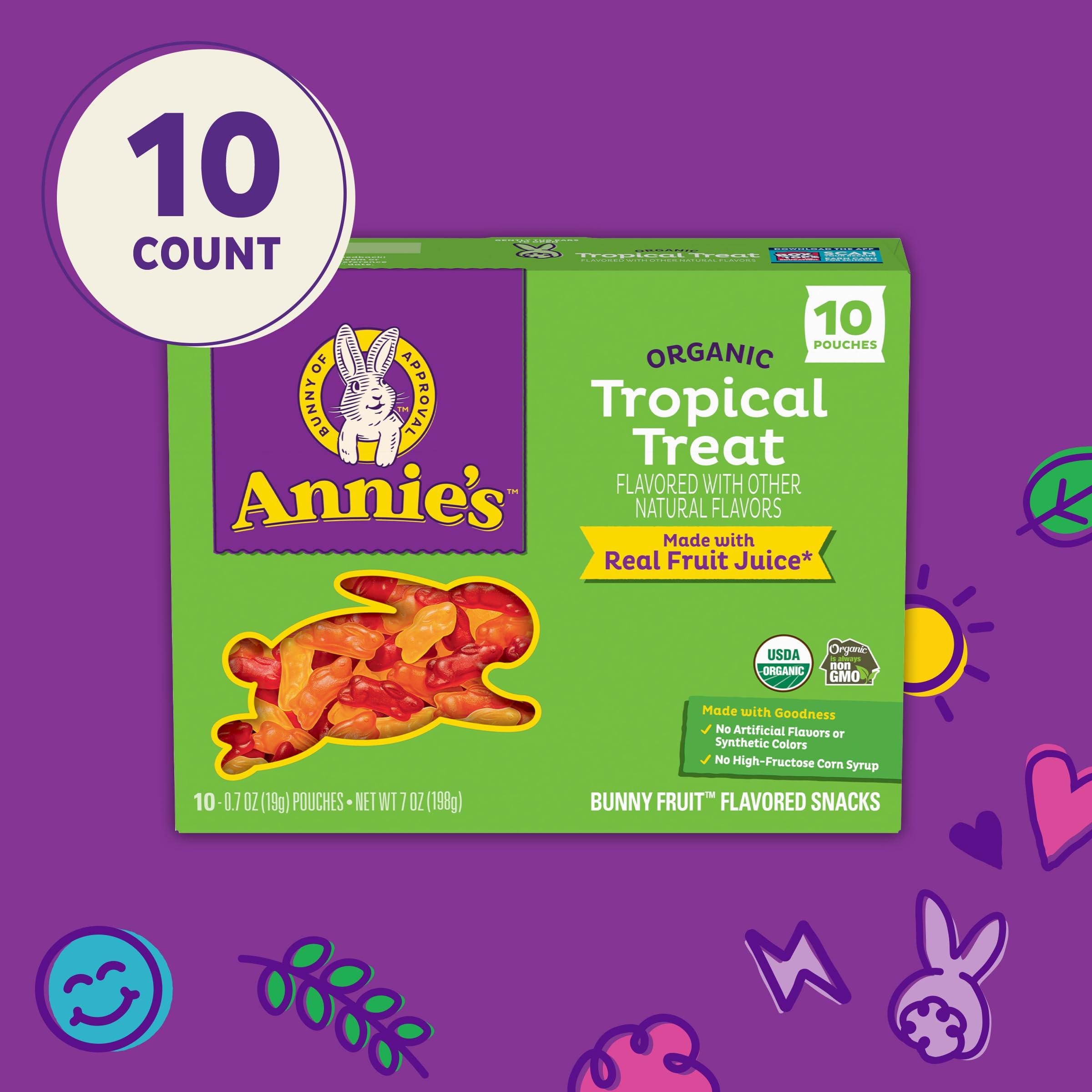 Annies Annie\'s Organic Bunny Fruit Flavored Snacks, Tropical Treat, Gluten Free, 10 Pouches, 7 oz.