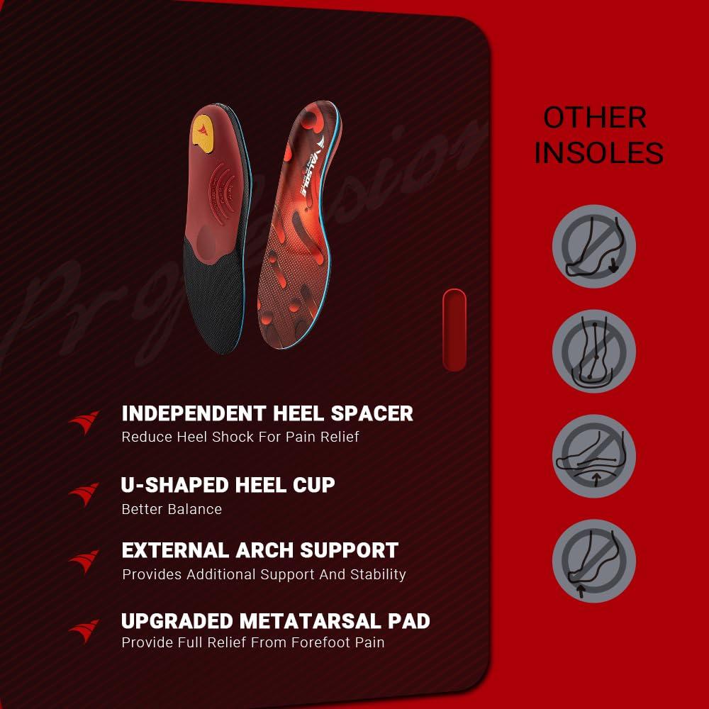 VALSOLE VALSOLE 220+ lbs Plantar Fasciitis High Arch Support Insole for Men Women,Heavy Duty Support Pain Relief Orthotics Insert,Relieve Flat Feet,High Arch,Foot Pain,Standing All Day Boot Work Shoe Insole