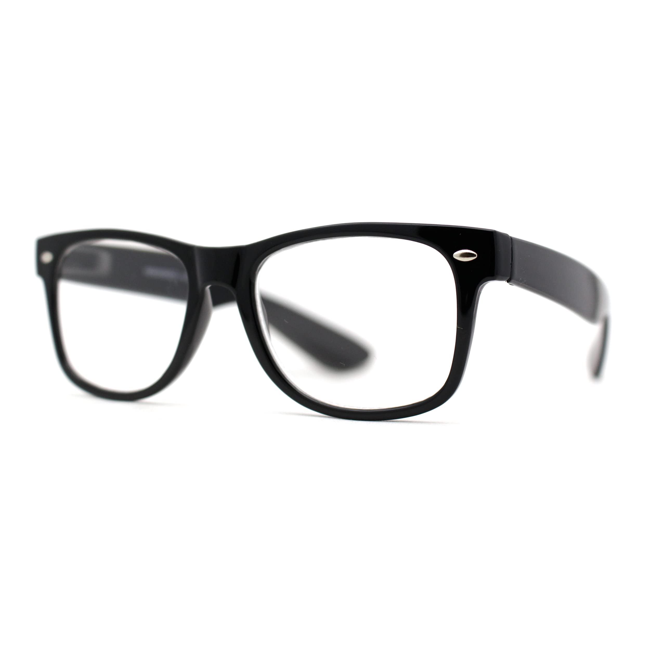 SA106 Classic Hipster Horn Rim Reading Glasses Black +1.5