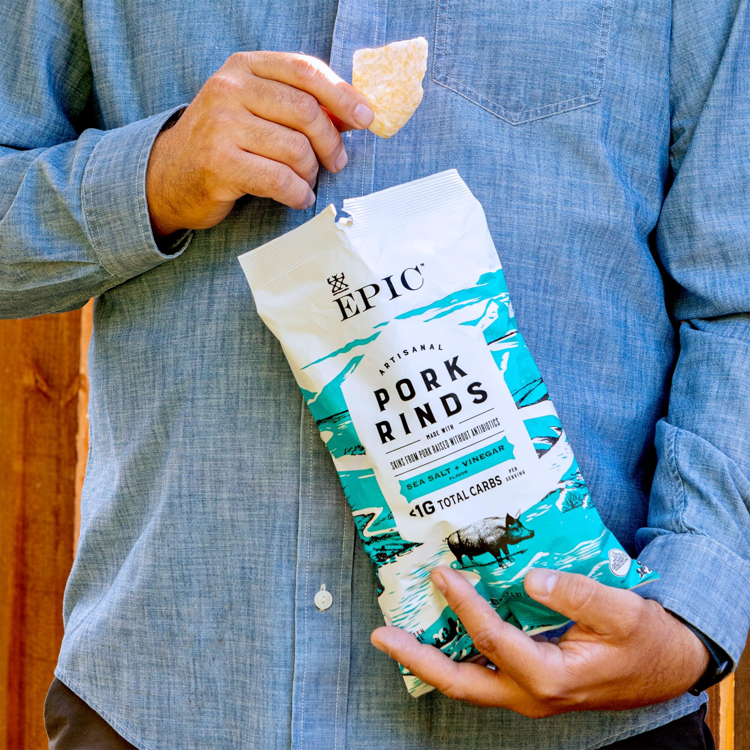 Epic EPIC Sea Salt + Vinegar Oven Baked Pork Rinds, Keto Friendly, 2.5 oz