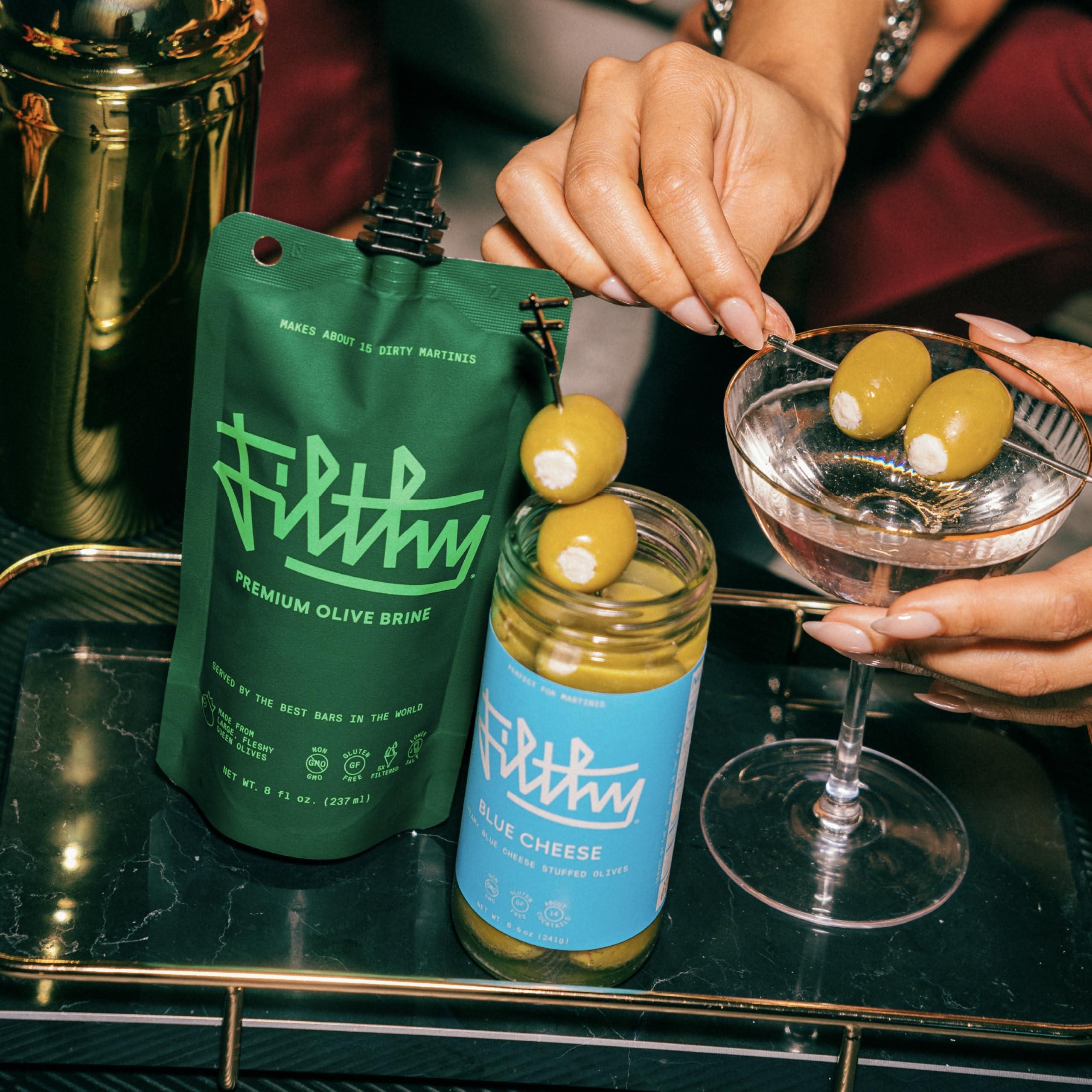 Filthy Food Filthy Cocktail Garnish, Blue Cheese Stuffed Olives, 8.5 Oz Jar, 14 Olives