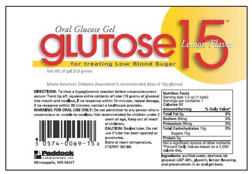 Glutose Glutose15 Oral Glucose Gel Lemon Flavor, 3 - 1.3 oz Tubes, Pack of 6