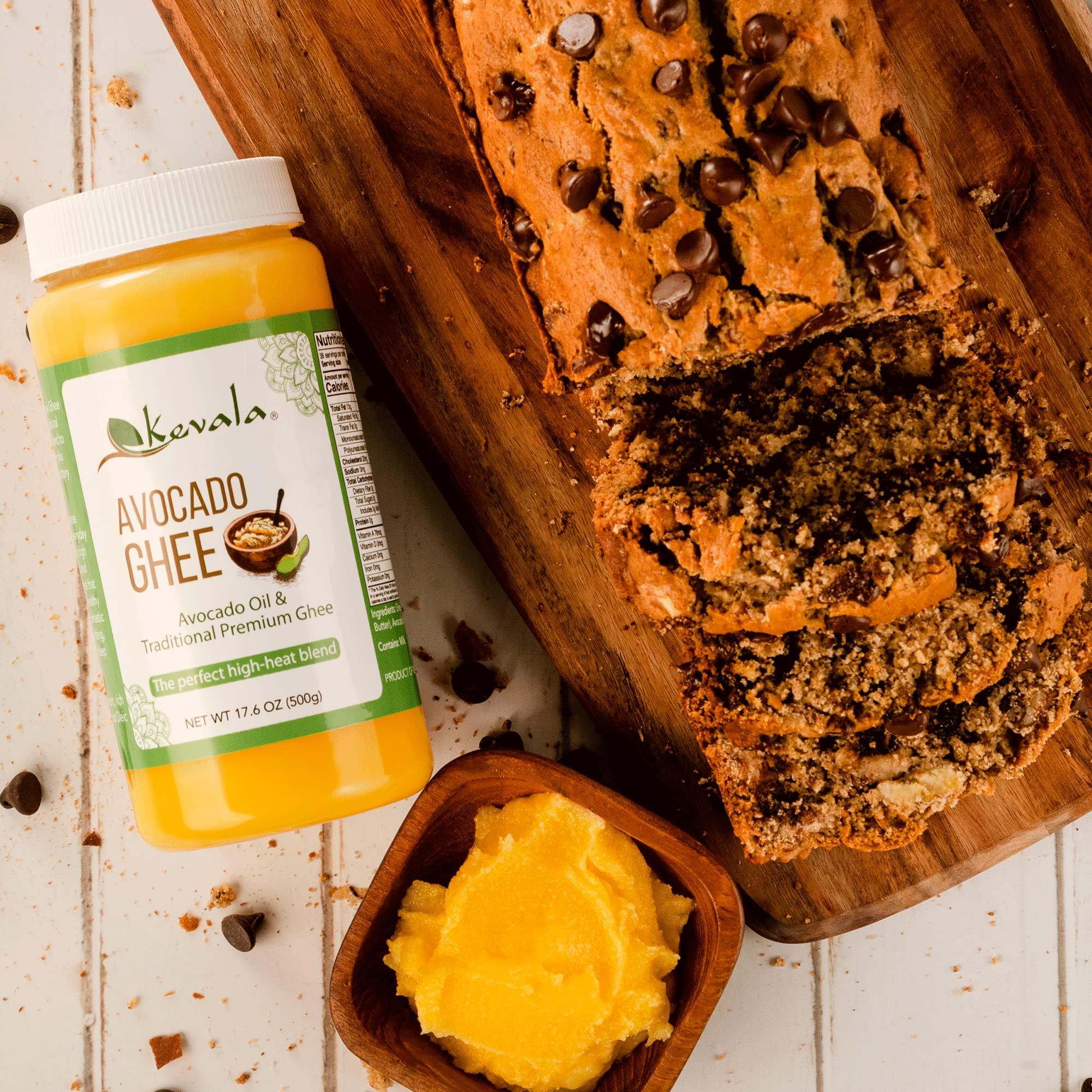 kevala Kevala Avocado Ghee Blend - Ghee Butter - Avocado Oil - Spreadable Butter - Avocado Cooking Oil - Ghee Clarified Butter Unsalted - Cold Pressed Avocado Oil - 17.6 oz - 1.1 lb - Paleo - Casein Free - Gluten Free - Lactose Free