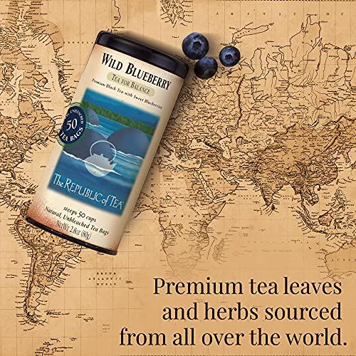The Republic of Tea The Republic of Tea Wild Blueberry Tea, 2.8 oz Tin | 50 Tea Bags, Gourmet Black Tea | Caffeinated