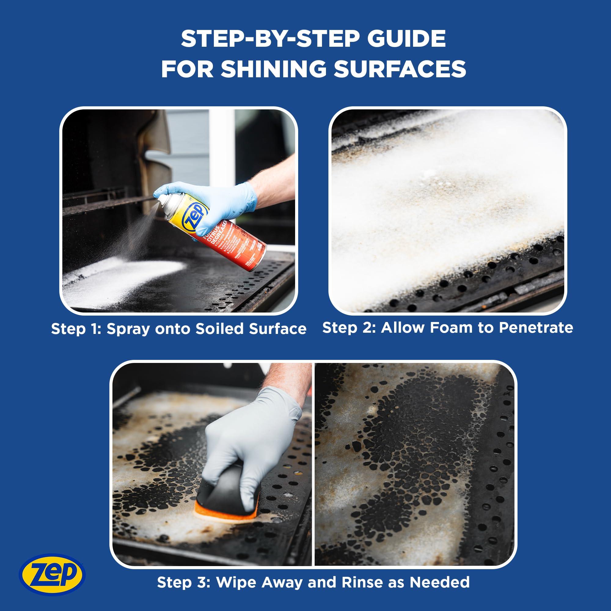 Zep Zep Heavy-Duty Foaming Citrus Degreaser & Cleaner - 18 Oz. (Case of 6) - ZUHFD186 - Pro-Trusted Citrus Formula Cuts Through Grease & Grime with Ease