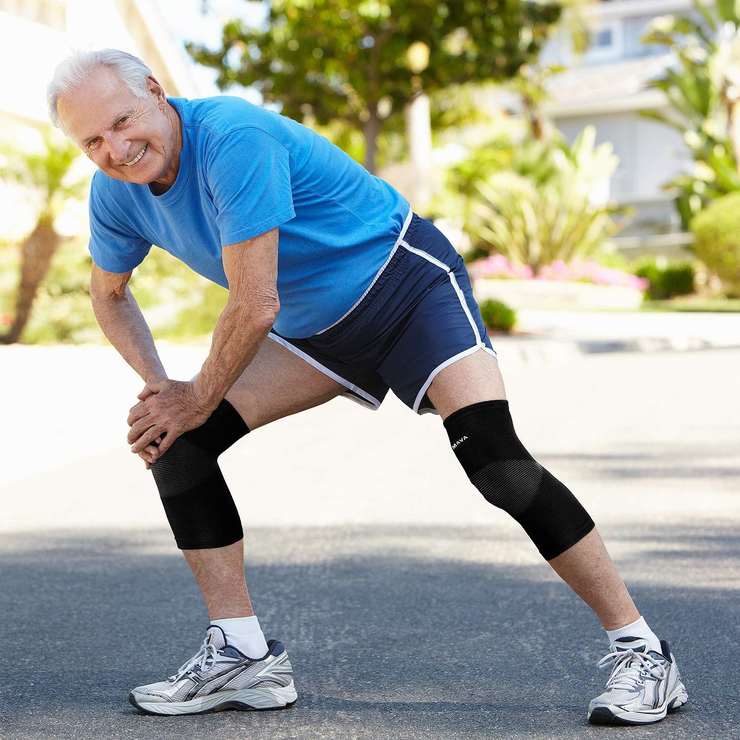 Mava Sports MAVA Knee Support for Women and Men: Reflexology Knee Brace, Joint Comfort, Swelling & Comfort. Non-Slip Design and Enhanced Circulation (Black, Small)