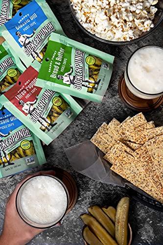 SUCKERPUNCH SuckerPunch | Fiery Heat 3-Pepper Chip-Cut | Pickle Pouch Snack Pack | 3.4oz Single-Serve (12 units)