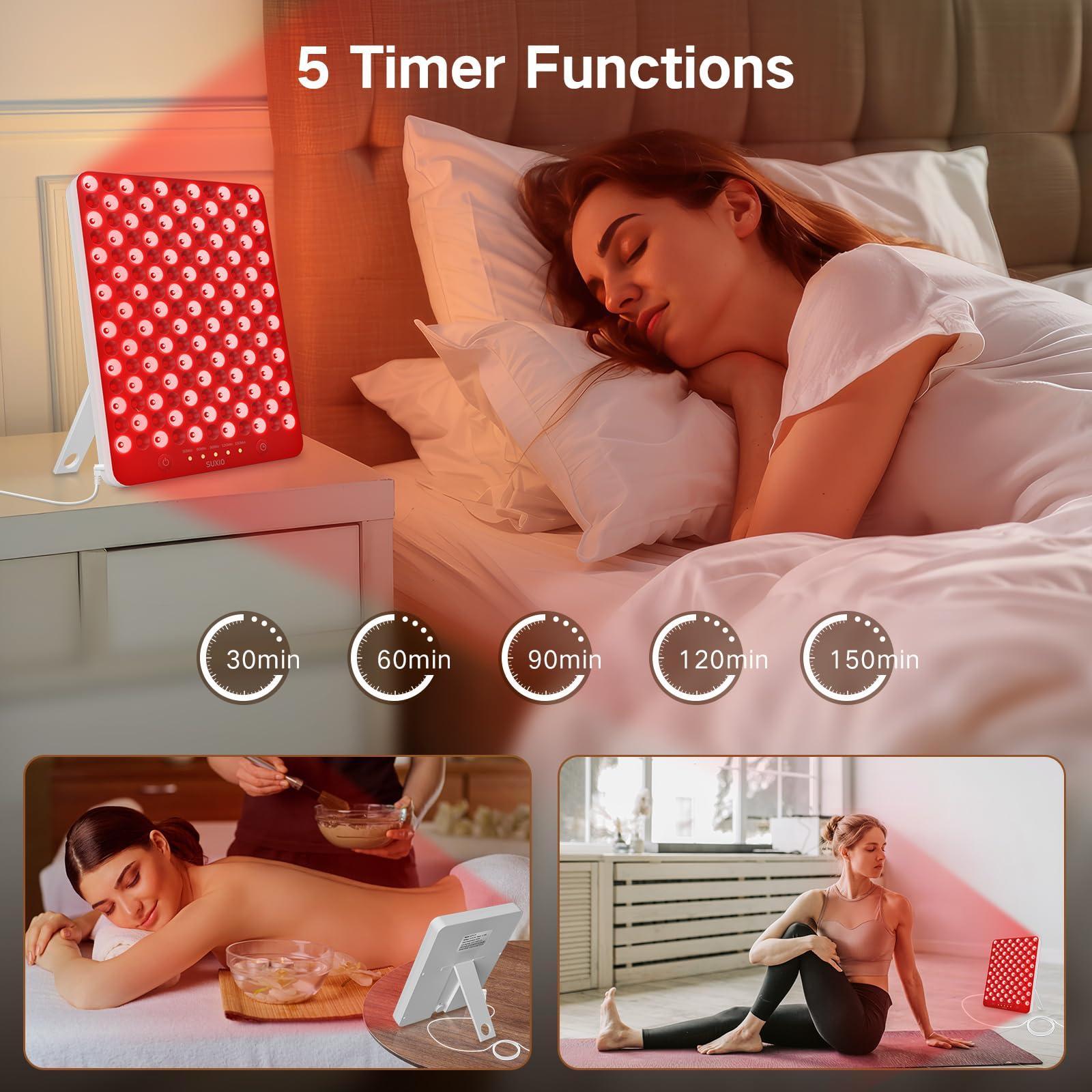 SUXIO SUXIO Red Light Therapy Lamp - 165 LED Red Light Therapy Panel for Face & Body, Portable Deep 660nm - 850nm Near Infrared Light Therapy Device with Eye-Patch, White