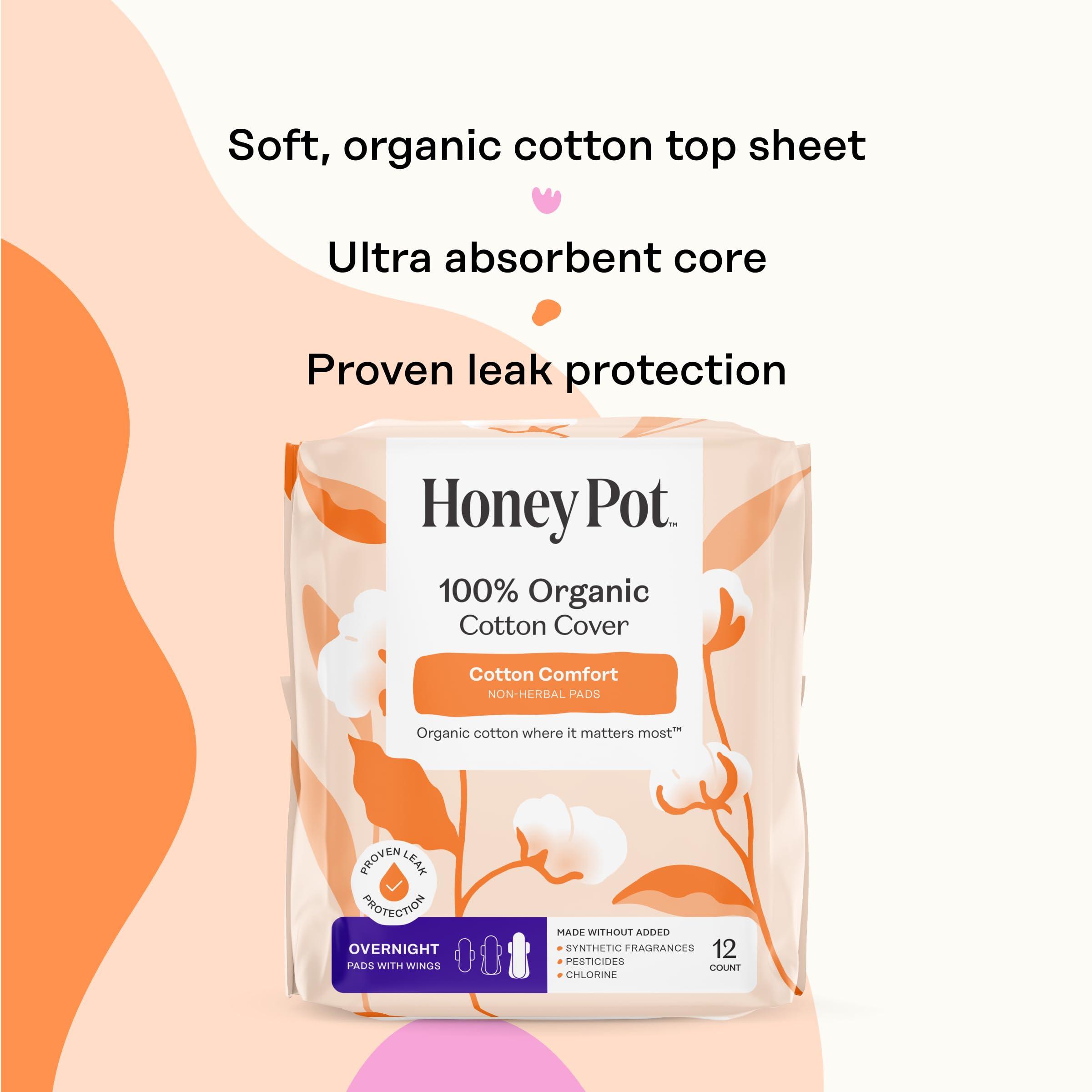 The Honey Pot Company The Honey Pot Company - Pads for Women - Non-Herbal Overnight & Regular Flow Bundle - Organic Cotton Cover & Ultra-Absorbent Pulp Core - Sanitary Pads for Women - Feminine Care - FSA & HSA Eligible