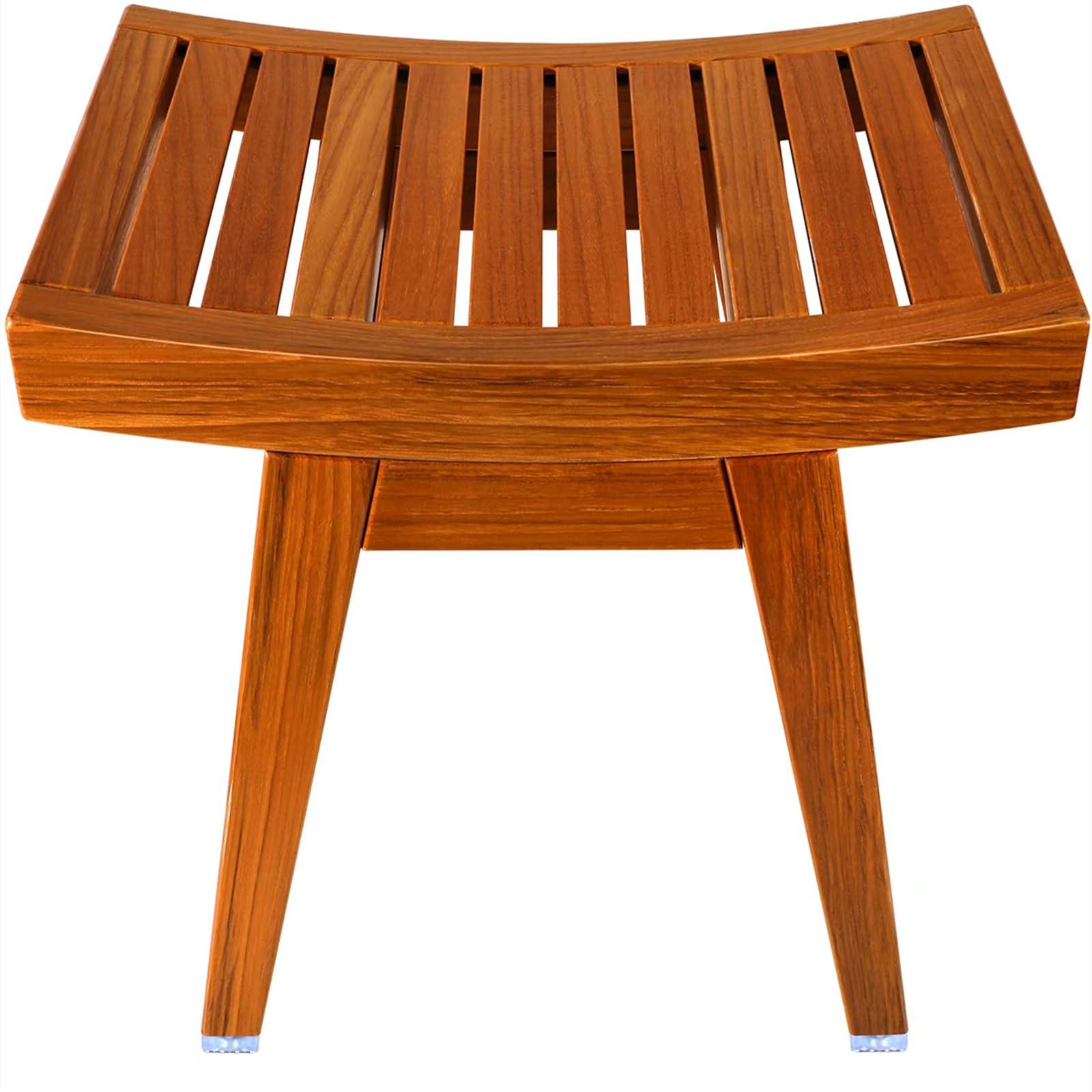 URFORESTIC URFORESTIC Teak Shower Bench Teak Shower Stool Curved Seat