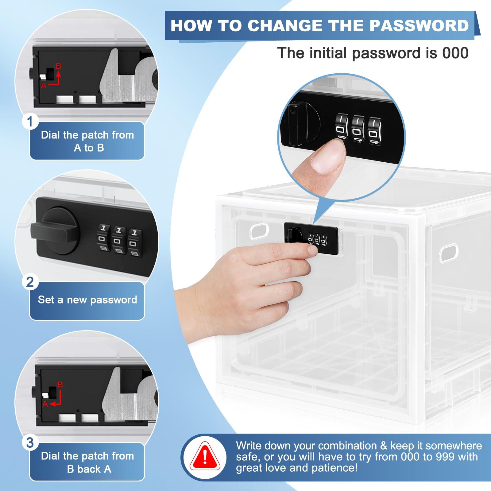 Gemaxvoled Medicine Lock Box for Safe Medication, Premium Material Lockable Storage Box Locking Organizer Bin with Combination Code for Fridge Food/Snacks/Phone/Tablet Jail/Home/Office Storage Lockers