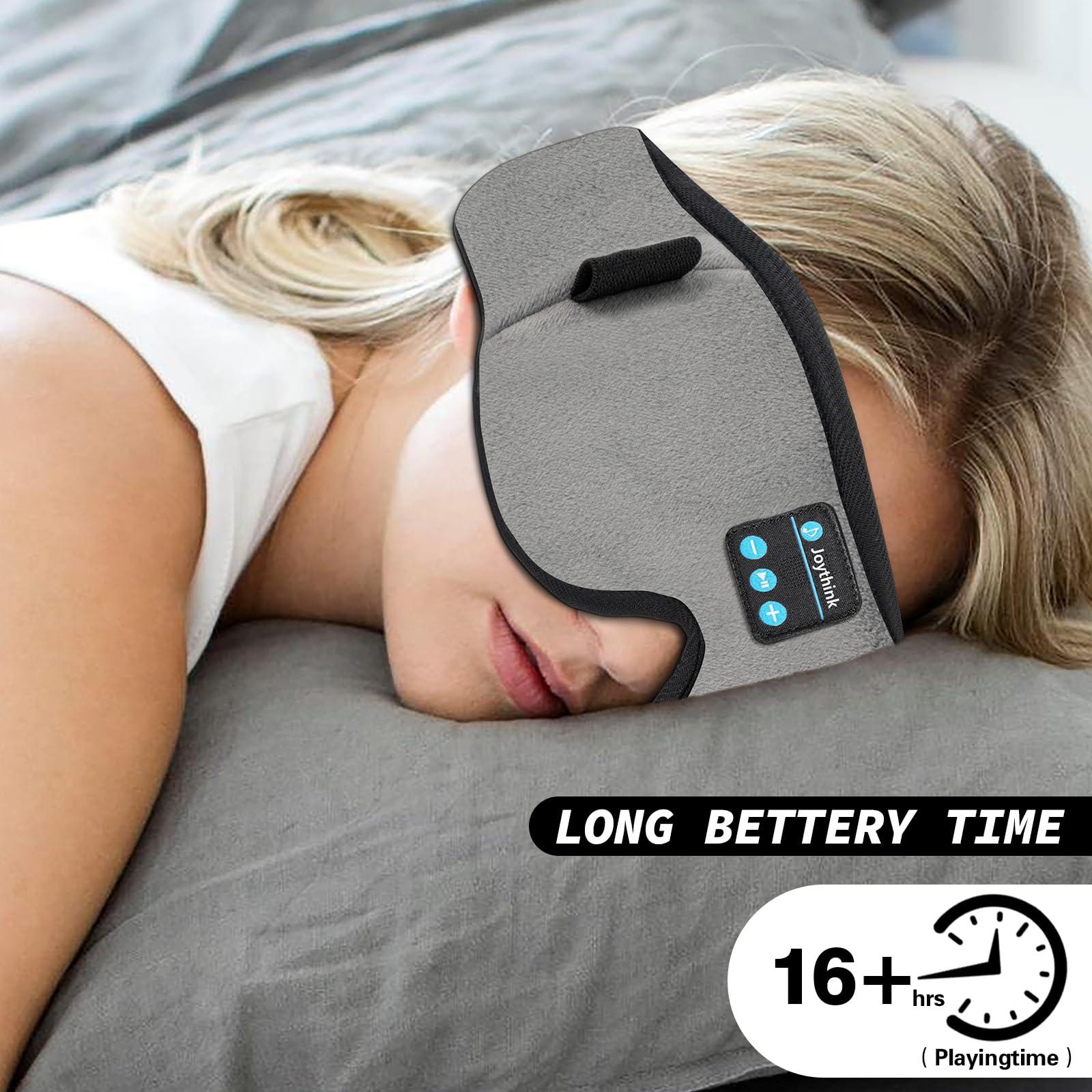 Joythink Joythink Sleep Headphones Headband Sleep Mask Eye Mask 3D Deep Bluetooth for Sleeping Blackout Washable Music Eye Cover with Speaker Microphones Gray