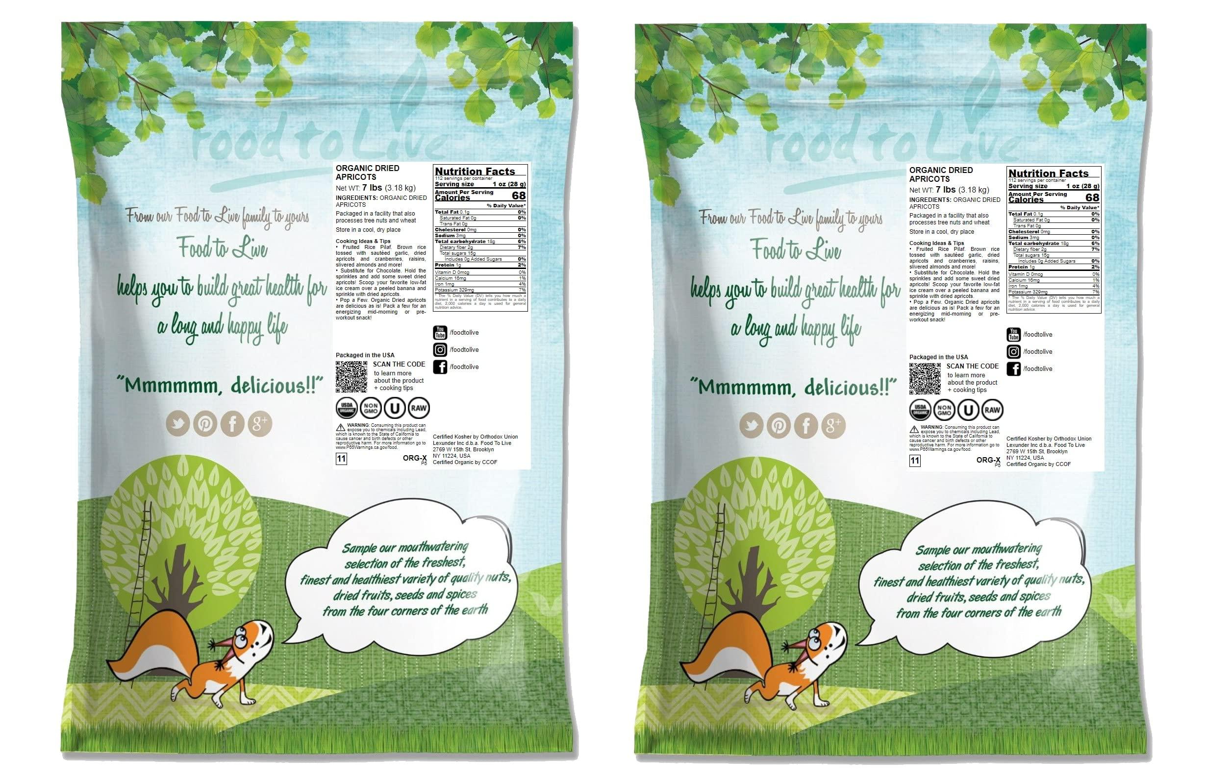 Food to Live Food to Live Organic Dried Apricots, 14 Pounds Non-GMO, Kosher, Unsulfured, Raw, Vegan, Bulk