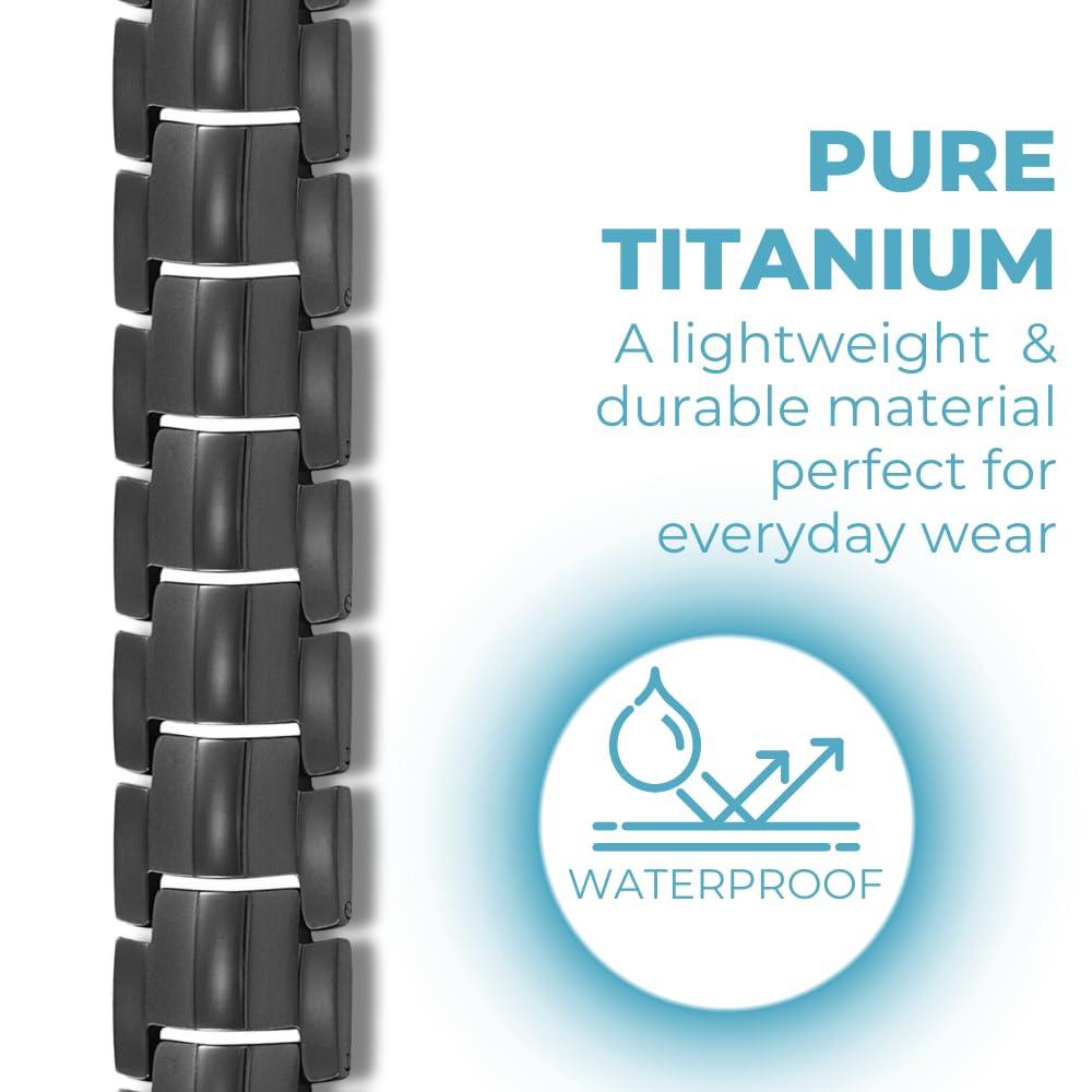 Willis Judd Willis Judd Mens Titanium Magnetic Bracelet Magnetic Bracelets for Men Adjustable Bracelet Length with Sizing Tool (Black)