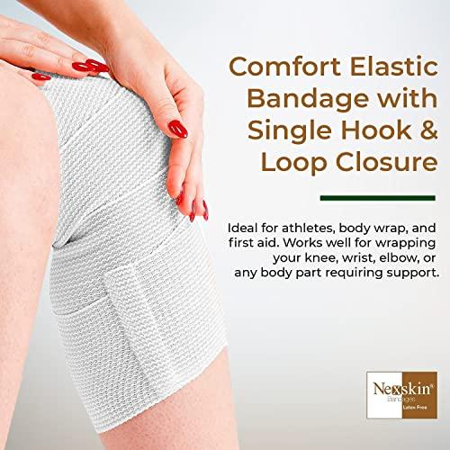 NexSkin Nexskin 3\" Letex Free Bandges - Comfort Elastic Bandage with Single Hook & Loop Closure - White, 6 Pack